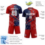 Benutzerdefinierte Graffiti Muster Rot-Navy USA Scratch Sublimation Fußball Uniform Jersey