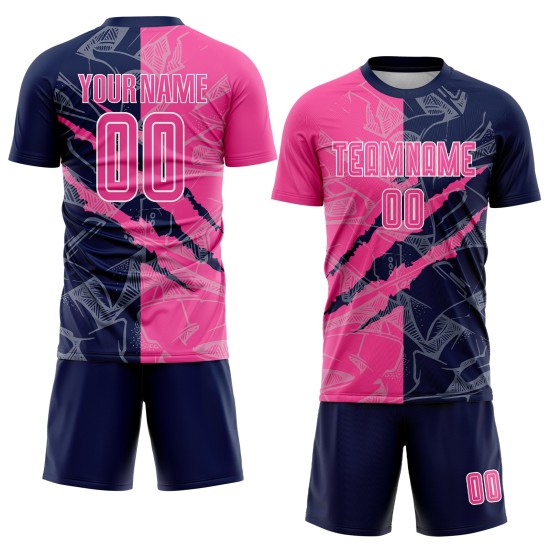 Benutzerdefinierte Graffiti Muster Rosa-Navy Scratch Sublimation Fußball Uniform Trikot