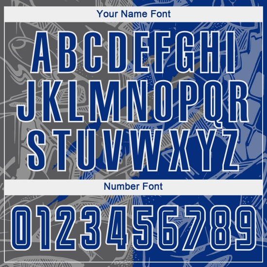 Benutzerdefinierte Graffiti Muster Royal-Steel Grau Scratch Sublimation Fußball Uniform Jersey Benutzerdefinierte Graffiti Muster Royal-Steel Grau Scratch Sublimation Fußball Uniform Jersey