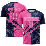 Benutzerdefinierte Graffiti Muster Rosa-Navy Scratch Sublimation Fußball Uniform Trikot