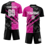 Benutzerdefinierte Graffiti Muster Schwarz-Dunkel Rosa Scratch Sublimation Fußball Uniform Jersey Benutzerdefinierte Graffiti Muster Schwarz-Dunkel Rosa Scratch Sublimation Fußball Uniform Jersey