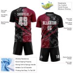 Benutzerdefiniertes Graffiti-Muster Schwarz-Kastanienbraun Scratch Sublimation Fußballuniform Trikot Benutzerdefiniertes Graffiti-Muster Schwarz-Kastanienbraun Scratch Sublimation Fußballuniform Trikot