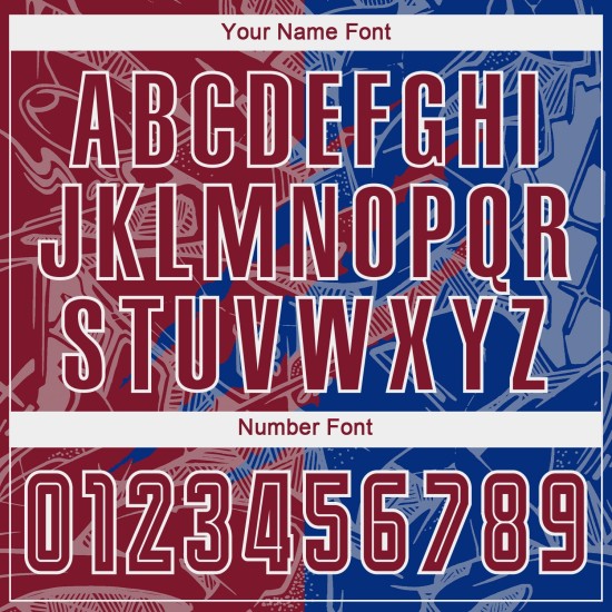 Benutzerdefinierte Graffiti Muster Crimson-Royal Scratch Sublimation Fußball Uniform Trikot