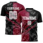 Benutzerdefiniertes Graffiti-Muster Schwarz-Kastanienbraun Scratch Sublimation Fußballuniform Trikot Benutzerdefiniertes Graffiti-Muster Schwarz-Kastanienbraun Scratch Sublimation Fußballuniform Trikot