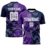 Benutzerdefinierte Graffiti Muster Lila-Navy Scratch Sublimation Fußball Uniform Trikot
