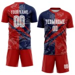 Benutzerdefinierte Graffiti Muster Rot-Navy USA Scratch Sublimation Fußball Uniform Jersey