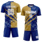 Benutzerdefinierte Graffiti Muster Alt Gold-Royal Scratch Sublimation Fußball Uniform Jersey