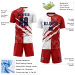Benutzerdefinierte Graffiti Muster Navy-Rot USA Scratch Sublimation Fußball Uniform Trikot