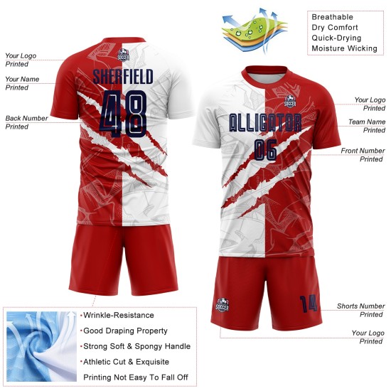 Benutzerdefinierte Graffiti Muster Navy-Rot USA Scratch Sublimation Fußball Uniform Trikot
