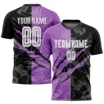 Benutzerdefinierte Graffiti Muster Schwarz-Mittel Lila Scratch Sublimation Fußball Uniform Jersey Benutzerdefinierte Graffiti Muster Schwarz-Mittel Lila Scratch Sublimation Fußball Uniform Jersey