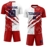 Benutzerdefinierte Graffiti Muster Navy-Rot USA Scratch Sublimation Fußball Uniform Trikot