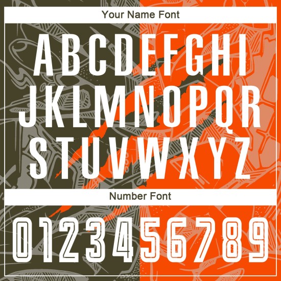 Benutzerdefinierte Graffiti Muster Olive-Orange Scratch Sublimation Fußball Uniform Jersey Benutzerdefinierte Graffiti Muster Olive-Orange Scratch Sublimation Fußball Uniform Jersey