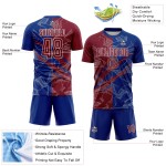 Benutzerdefinierte Graffiti Muster Crimson-Royal Scratch Sublimation Fußball Uniform Trikot