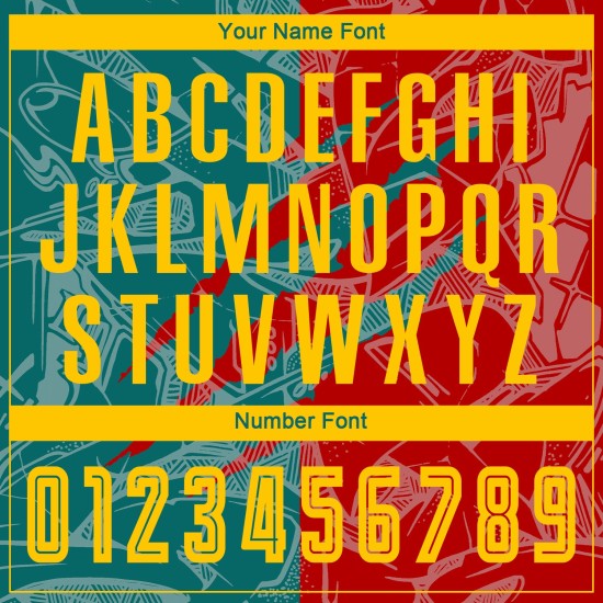 Benutzerdefinierte Graffiti Muster Gelb Rot-Teal Scratch Sublimation Fußball Uniform Jersey
