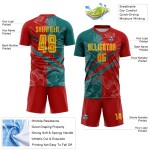 Benutzerdefinierte Graffiti Muster Gelb Rot-Teal Scratch Sublimation Fußball Uniform Jersey