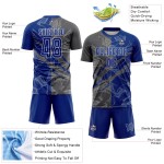 Benutzerdefinierte Graffiti Muster Royal-Steel Grau Scratch Sublimation Fußball Uniform Jersey Benutzerdefinierte Graffiti Muster Royal-Steel Grau Scratch Sublimation Fußball Uniform Jersey