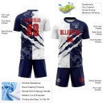 Benutzerdefinierte Graffiti Muster Rot-Navy Scratch Sublimation Fußball Uniform Jersey Benutzerdefinierte Graffiti Muster Rot-Navy Scratch Sublimation Fußball Uniform Jersey