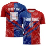Benutzerdefinierte Graffiti Muster Rot-Royal USA Scratch Sublimation Fußball Uniform Jersey