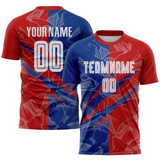 Benutzerdefinierte Graffiti Muster Rot-Royal USA Scratch Sublimation Fußball Uniform Jersey