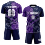 Benutzerdefinierte Graffiti Muster Lila-Navy Scratch Sublimation Fußball Uniform Trikot