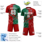 Benutzerdefinierte Graffiti Muster Rot-Kelly Grün Scratch Sublimation Fußball Uniform Trikot Benutzerdefinierte Graffiti Muster Rot-Kelly Grün Scratch Sublimation Fußball Uniform Trikot