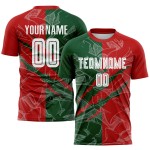 Benutzerdefinierte Graffiti Muster Rot-Grün Scratch Sublimation Fußball Uniform Trikot Benutzerdefinierte Graffiti Muster Rot-Grün Scratch Sublimation Fußball Uniform Trikot