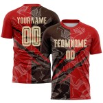 Benutzerdefinierte Graffiti Muster Stadt Creme Rot-Braun Scratch Sublimation Fußball Uniform Jersey