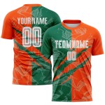 Benutzerdefinierte Graffiti Muster Kelly Grün-Orange Scratch Sublimation Fußball Uniform Jersey Benutzerdefinierte Graffiti Muster Kelly Grün-Orange Scratch Sublimation Fußball Uniform Jersey