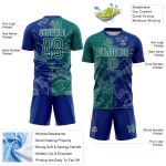 Benutzerdefinierte Graffiti Muster Teal-Royal Scratch Sublimation Fußball Uniform Jersey