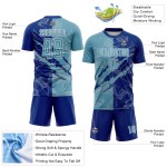 Benutzerdefinierte Graffiti Muster Schatten Blau-Royal Scratch Sublimation Fußball Uniform Jersey Benutzerdefinierte Graffiti Muster Schatten Blau-Royal Scratch Sublimation Fußball Uniform Jersey