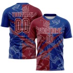 Benutzerdefinierte Graffiti Muster Crimson-Royal Scratch Sublimation Fußball Uniform Trikot