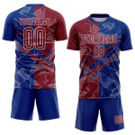 Benutzerdefinierte Graffiti Muster Crimson-Royal Scratch Sublimation Fußball Uniform Trikot