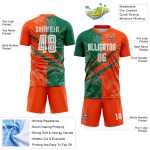 Benutzerdefinierte Graffiti Muster Kelly Grün-Orange Scratch Sublimation Fußball Uniform Jersey Benutzerdefinierte Graffiti Muster Kelly Grün-Orange Scratch Sublimation Fußball Uniform Jersey