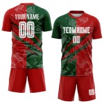 Benutzerdefinierte Graffiti Muster Rot-Grün Scratch Sublimation Fußball Uniform Trikot Benutzerdefinierte Graffiti Muster Rot-Grün Scratch Sublimation Fußball Uniform Trikot
