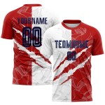 Benutzerdefinierte Graffiti Muster Navy-Rot USA Scratch Sublimation Fußball Uniform Trikot
